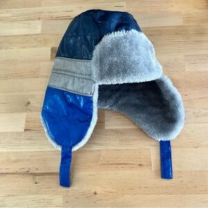 wonder nation Blue and Gray Faux Fur Trapper Hat